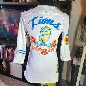 JWLA Lions Long Sleeve White Embroidered Lions baseball tee sz M